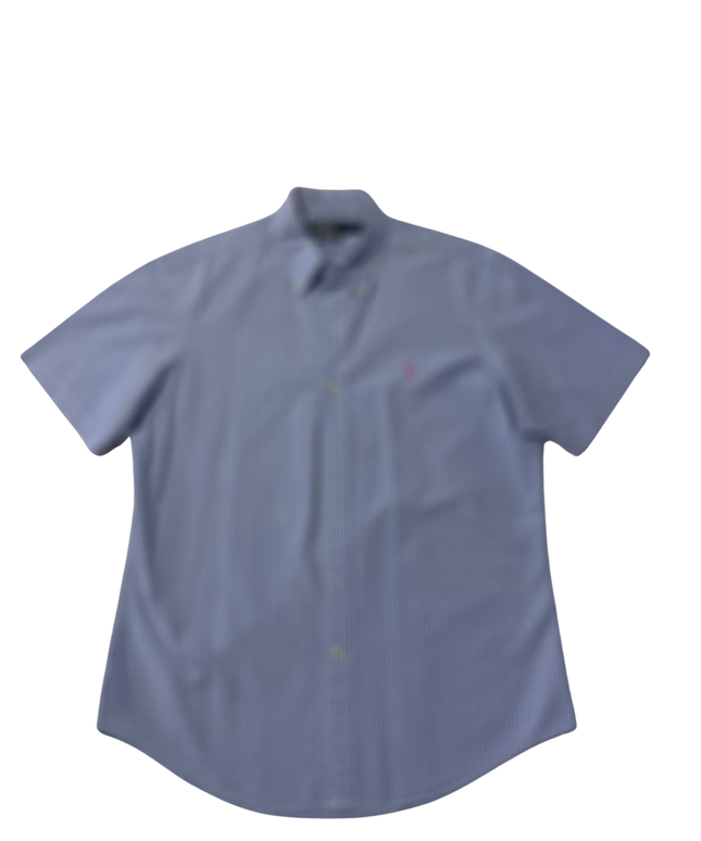 Polo Ralph Lauren Blue Checkered Short Sleeve Custom Fit Shirt