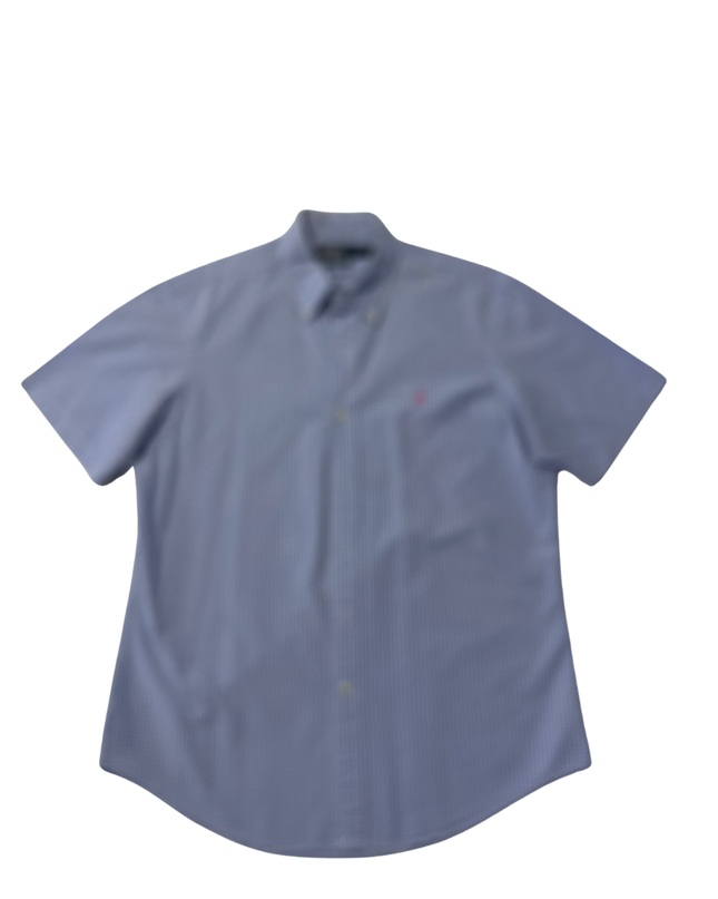 Polo Ralph Lauren Blue Checkered Short Sleeve Custom Fit Shirt