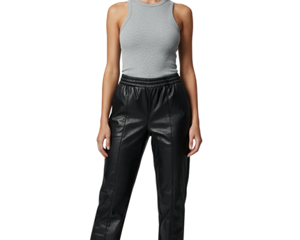 Zara Black Faux Leather Jogger Pants