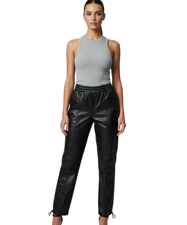 Zara Black Faux Leather Jogger Pants