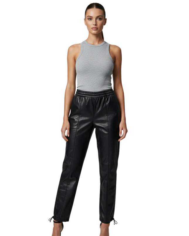 Zara Black Faux Leather Jogger Pants