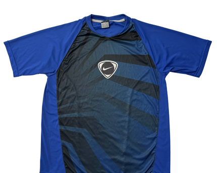 Nike Blue Geometric Print Dri-Fit Sports T-Shirt