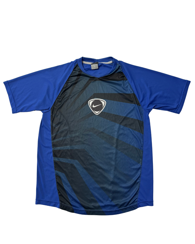 Nike Blue Geometric Print Dri-Fit Sports T-Shirt