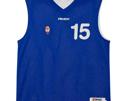 AND1 Blue Reversible Mesh Basketball Jersey Number 15