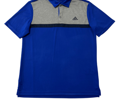 Adidas Blue and Grey Two-Tone Performance Sports Polo