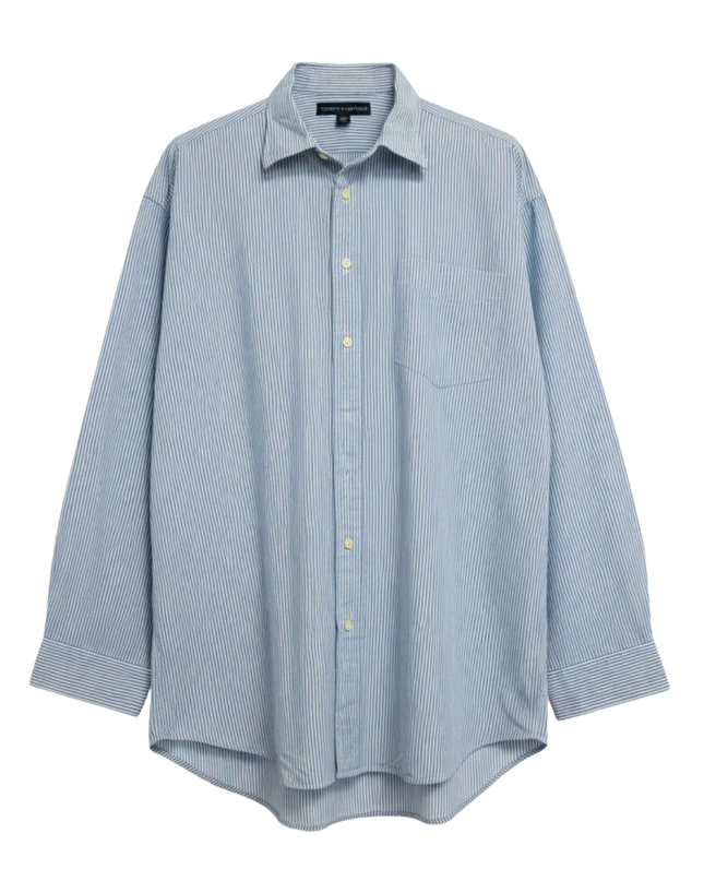Tommy Hilfiger Blue Pinstripe Long Sleeve Shirt