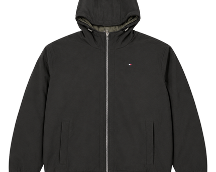 Tommy Hilfiger Black Hooded Full-Zip Bomber Jacket