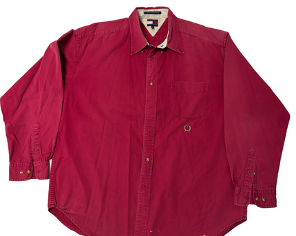 Tommy Hilfiger Red Long Sleeve Button-Down Shirt