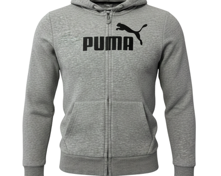 Puma Grey Full-Zip Athletic Hoodie