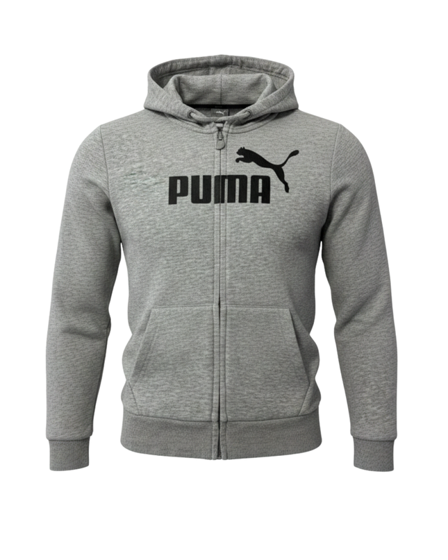 Puma Grey Full-Zip Athletic Hoodie