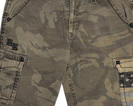 Rock Revival Men's Camo Cargo Shorts with Fleur-de-lis Accents