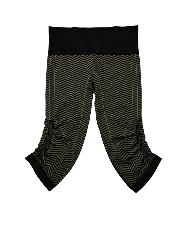 Lululemon Green and Black Chevron Cropped Ruched Leggings