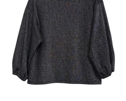 Zara Trafaluc Black Metallic Shimmer Long Sleeve Top