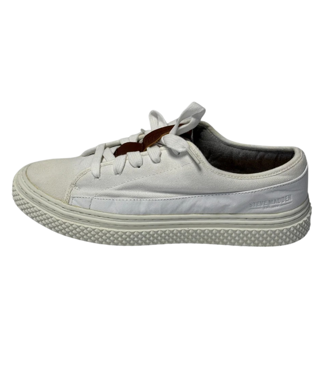 Steve Madden White P-BACCO Canvas Sneakers