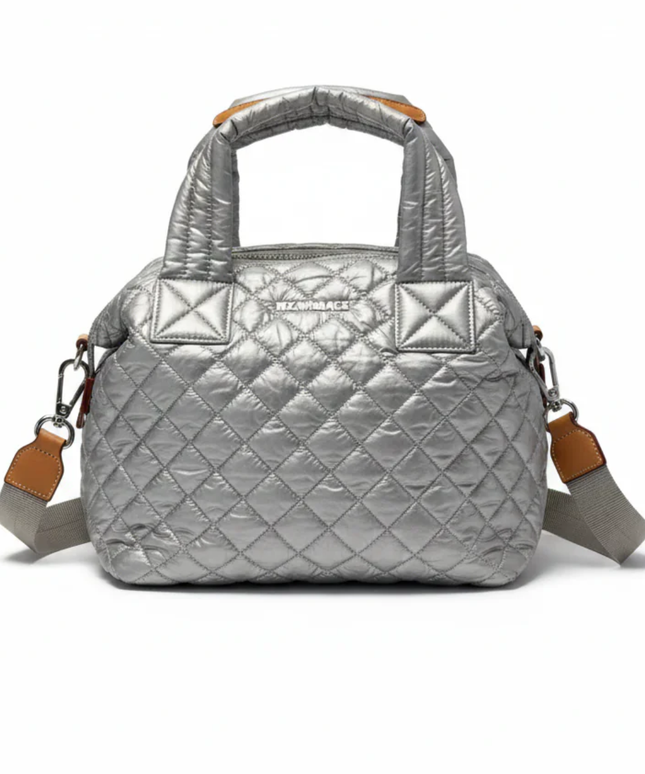 MZ Wallace Silver Quilted Metro Tote Bag