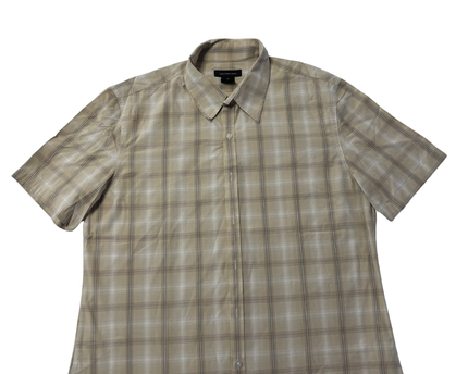 Calvin Klein Beige Plaid Short Sleeve Men's Shirt