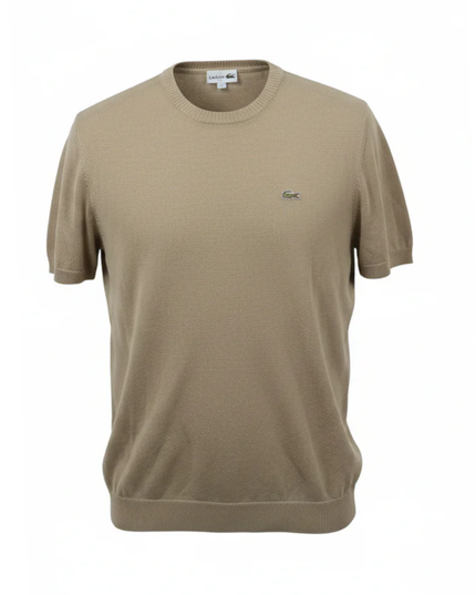 Lacoste Beige Short Sleeve Knit Sweater