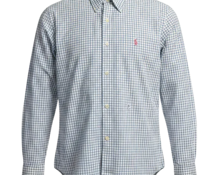 Ralph Lauren White Checked Polo Player Slim Shirt