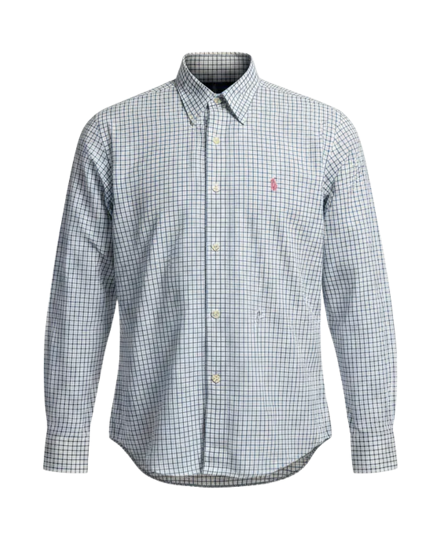 Ralph Lauren White Checked Polo Player Slim Shirt