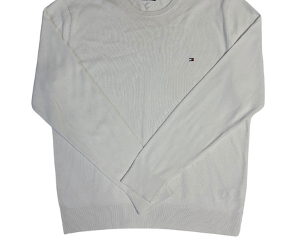 Tommy Hilfiger Men's White Premium Cotton Crewneck Sweater