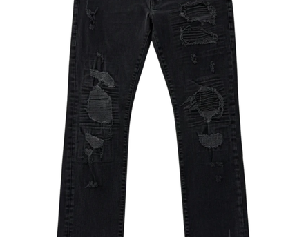True Religion Black Rocco Relaxed Skinny Distressed Jeans