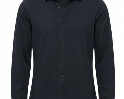 Massimo Dutti BlackTextured Long Sleeve Shirt