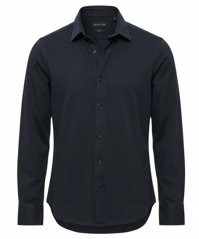 Massimo Dutti BlackTextured Long Sleeve Shirt