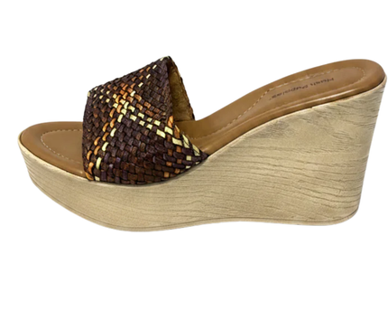 Hush Puppies Brown Woven Wedge Sandals