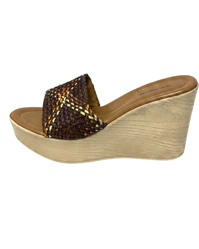 Hush Puppies Brown Woven Wedge Sandals