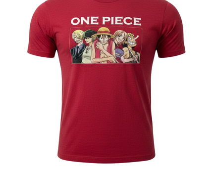 Primark Red One Piece Anime Crew Graphic Tee