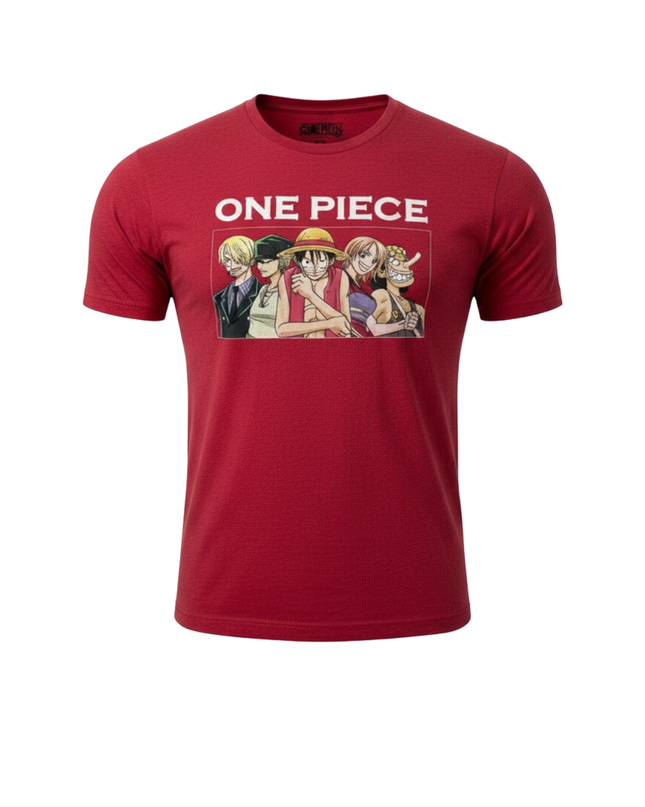 Primark Red One Piece Anime Crew Graphic Tee