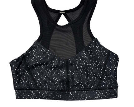 Lululemon Black and White Speckled Mesh High-Neck Sports Bra