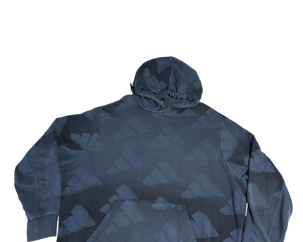 Adidas Blue Allover Logo Graphic Hoodie