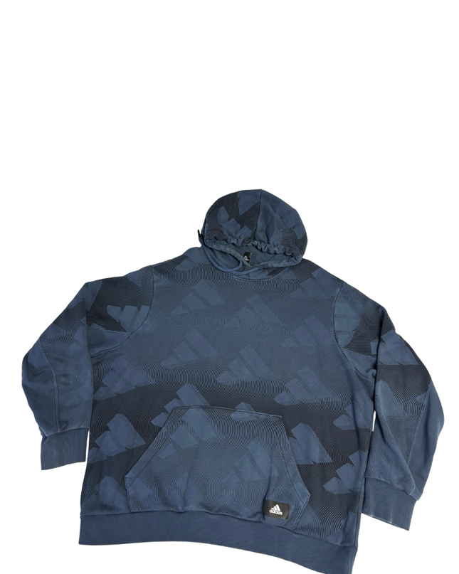 Adidas Blue Allover Logo Graphic Hoodie