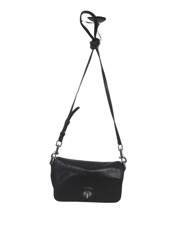 Coach Black Leather Turnlock Crossbody Bag