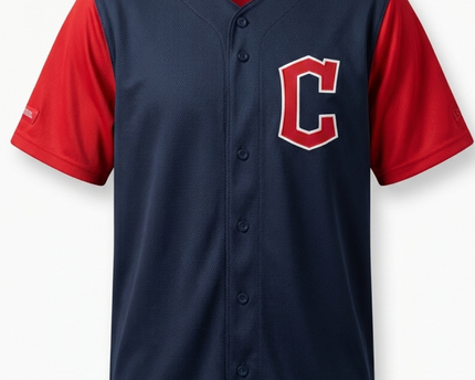 MLB Navy Blue, Red Cleveland Baseball Jersey