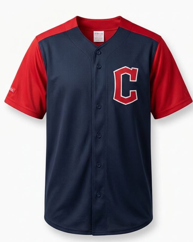MLB Navy Blue, Red Cleveland Baseball Jersey