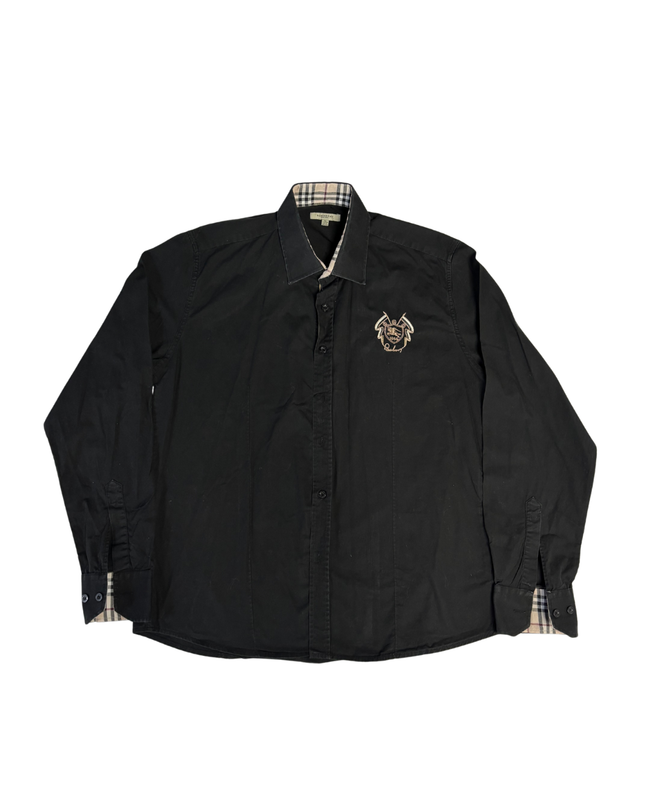Burberry London Black Embroidered Crest Long-Sleeve Shirt
