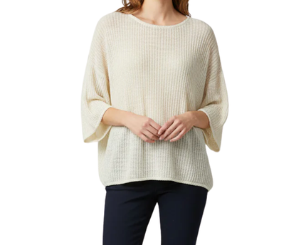 Massimo Dutti Cream Cropped Knit Boxy Blouse