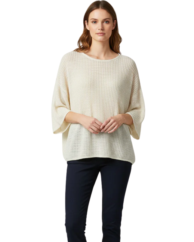 Massimo Dutti Cream Cropped Knit Boxy Blouse