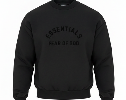 Fear of God Essentials Black Oversized Crewneck Sweatshirt