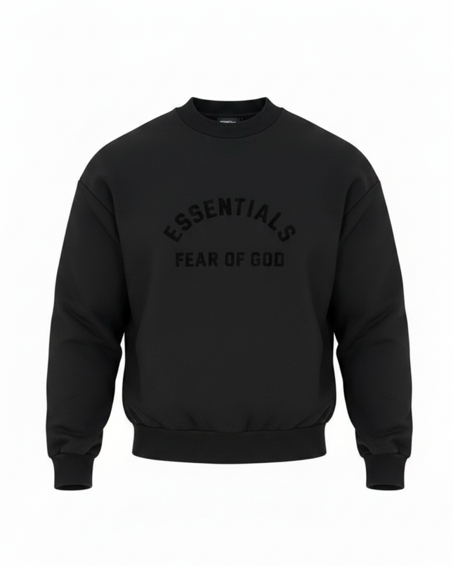 Fear of God Essentials Black Oversized Crewneck Sweatshirt