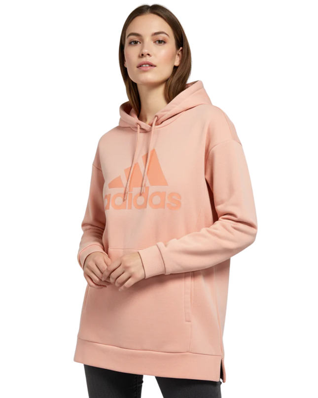 Adidas Pink Tonal Logo Pullover Hoodie