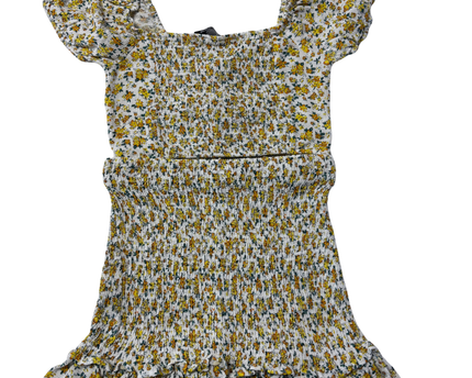 Bershka White Floral Smocked Two-Piece Crop Top