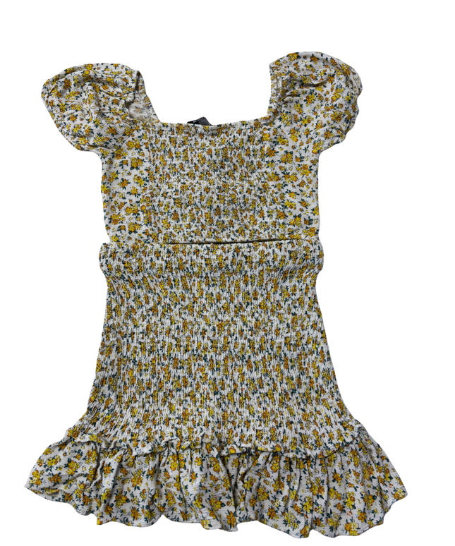 Bershka White Floral Smocked Two-Piece Crop Top