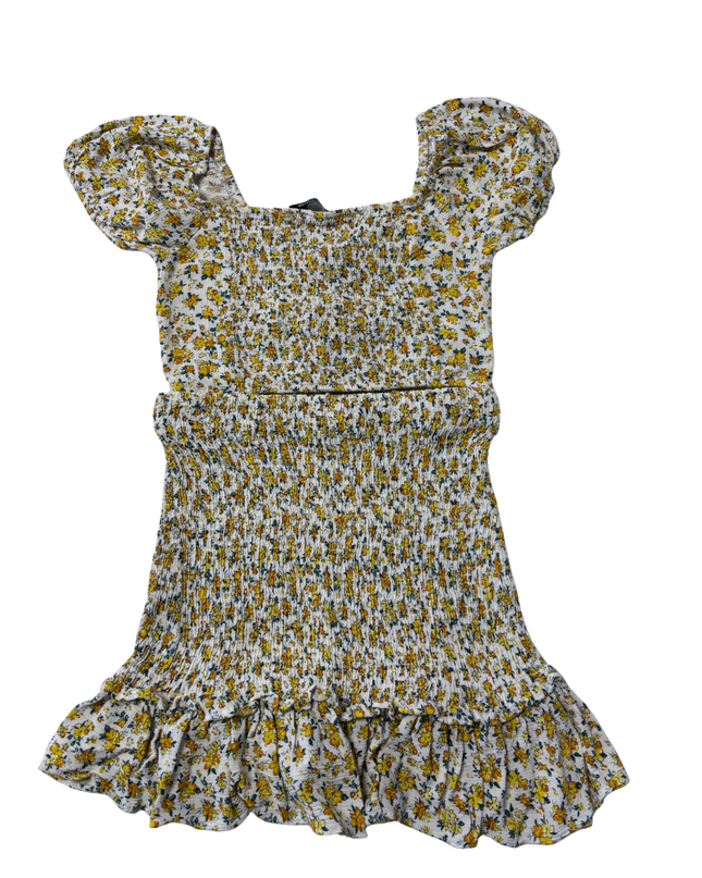 Bershka White Floral Smocked Two-Piece Crop Top