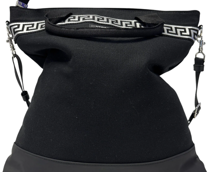 Versace Fragrances Black Greek Key Canvas Handbag