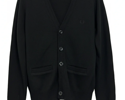 Fred Perry Black Classic V-Neck Button-Up Cardigan