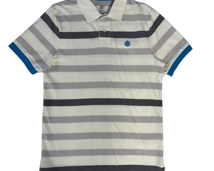 Nike White and Grey Striped Performance Polo Shirt