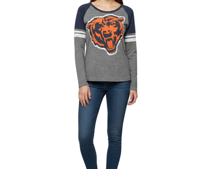 NFL Team Apparel Grey Chicago Bears Graphic Raglan Long Sleeve Tee
